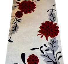 Modern Red Flower Wool Rug